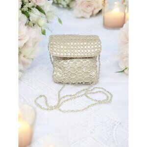 Vintage Magid Beaded Tan Colored and Satin Evening Bag